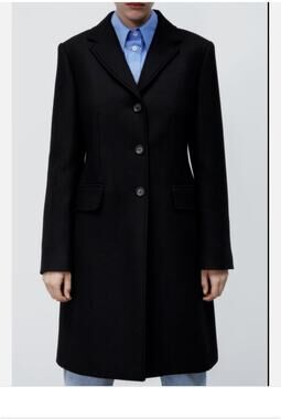 Zara Manteco Short Masculine Wool Blend Coat Medium